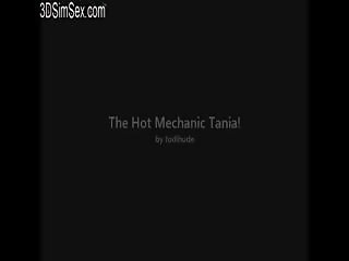 Hot mechanic Tania gets nice and wet