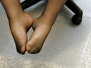 My black pantyhose feet playing together