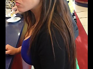 Candid - Very busty girl at the bar