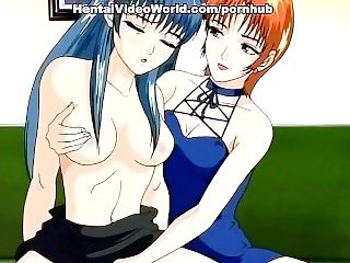 Lesbian and straight hentai sex with a housemaid