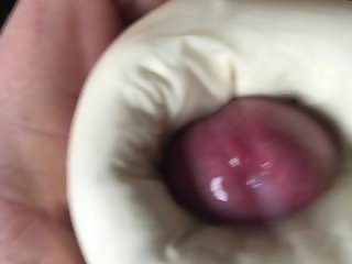 Great solo cum using homemade pussy-substitute ....