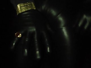 Leather pants and gloves thight
