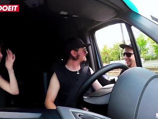 LETSDOEIT - 18 Years Old Escort Picked Up and Fucked Hard In The Sex Bus