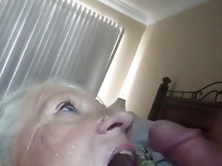 My new granny gets cum in mouth